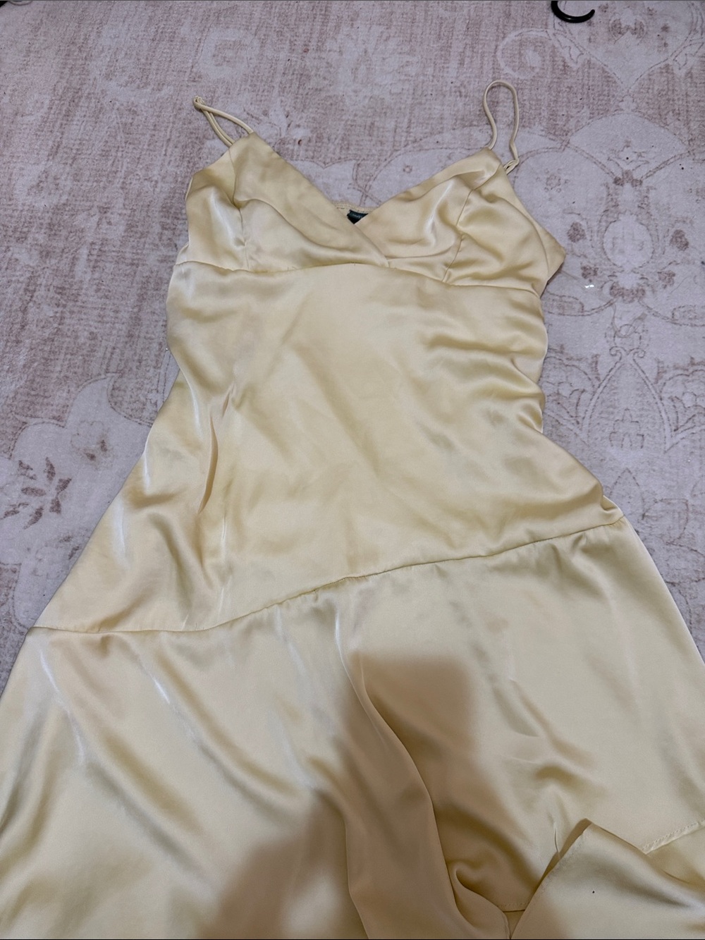 Target Satin Slip Midi Dress in Light Yellow
